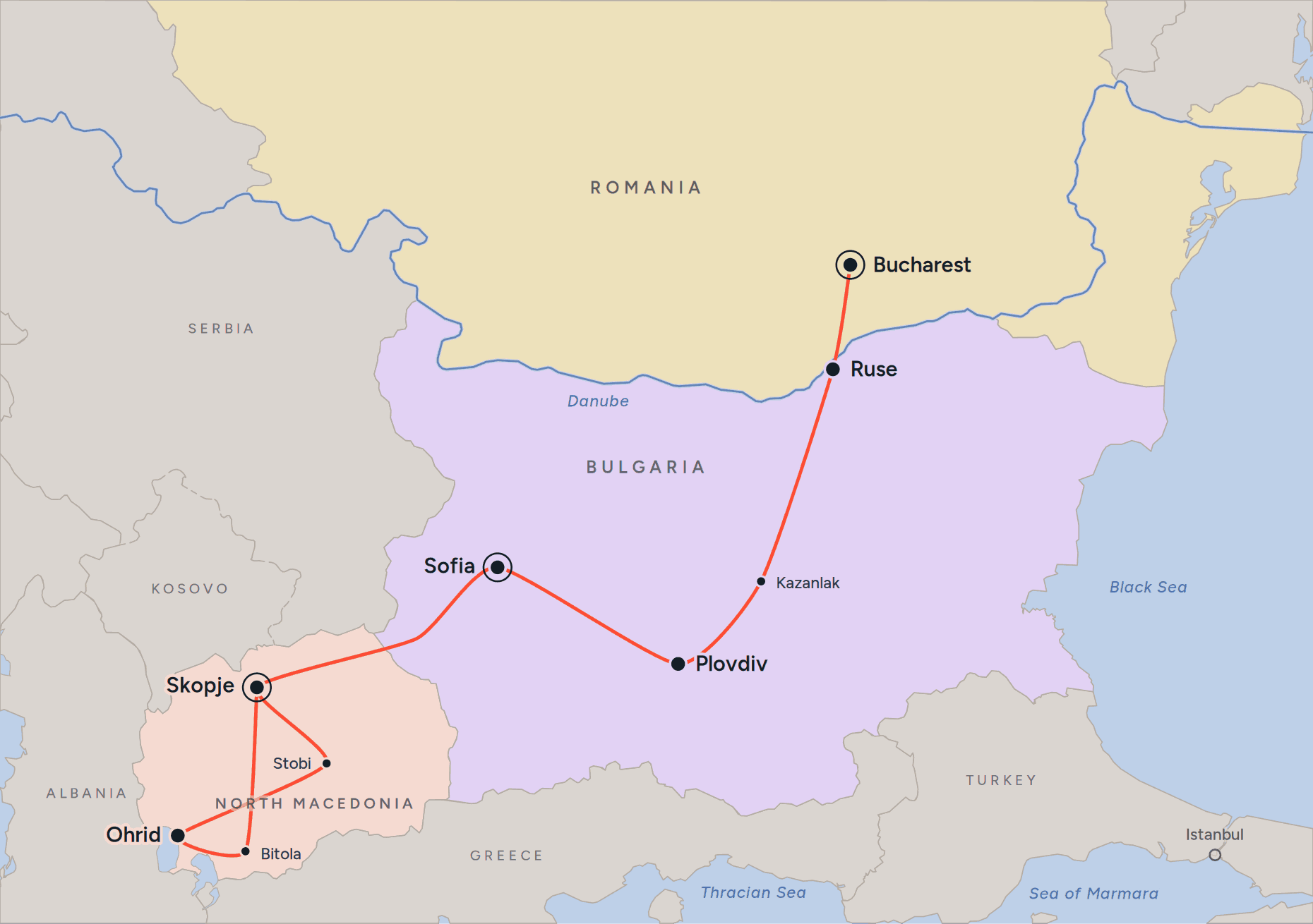 Map of the itinerary